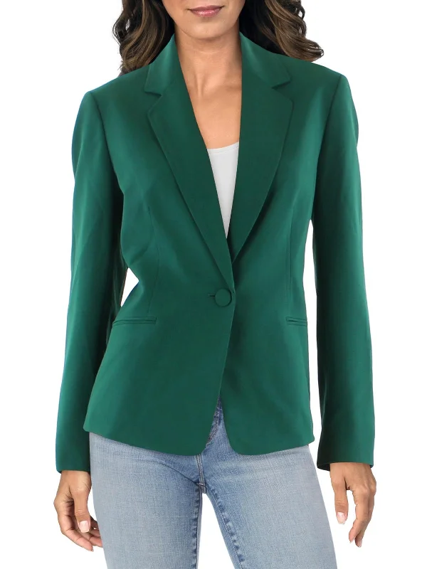 women’s insulated bombers-Womens Knit Long Sleeves One-Button Blazer