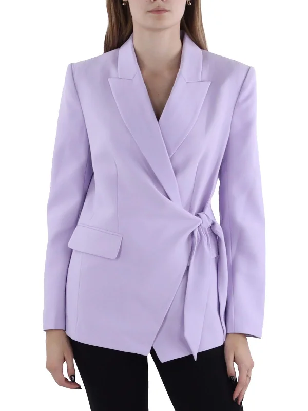 female brocade-overlay tops-Womens Side Tie Business Suit Jacket