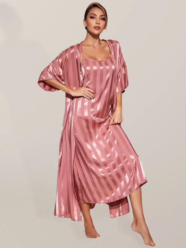 female tropical tops-Strap pajamas women's long nightgown high-end home service set