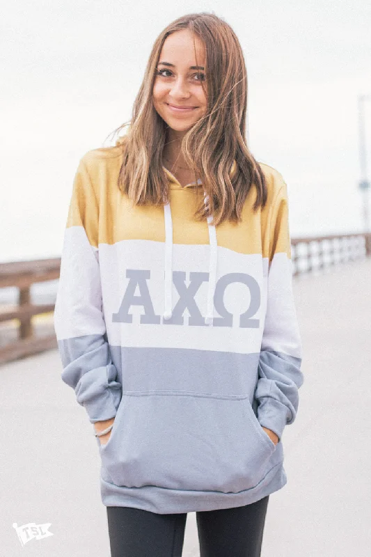 women’s gabardine jackets-Alpha Chi Omega Colorblock Hoodie