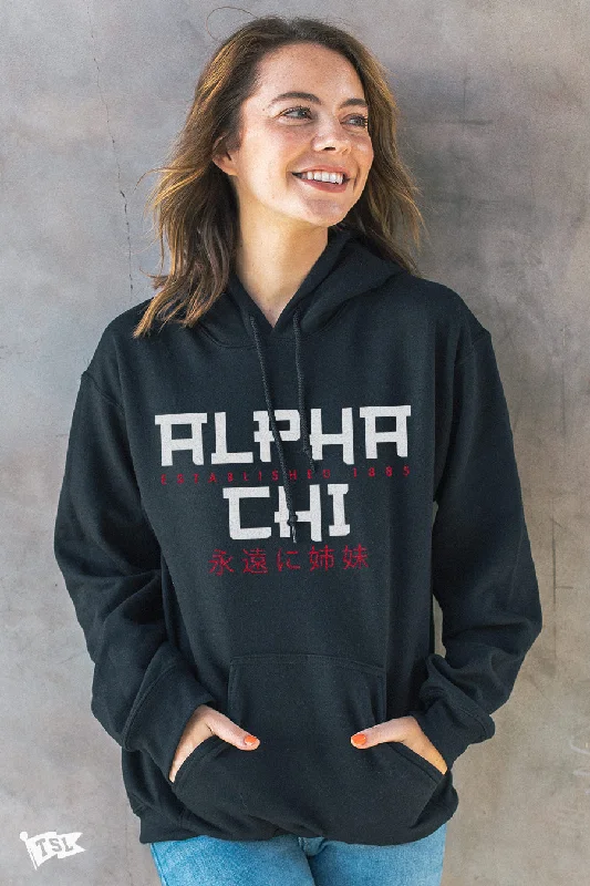 ladies draped blouses-Alpha Chi Omega Tokyo Hoodie