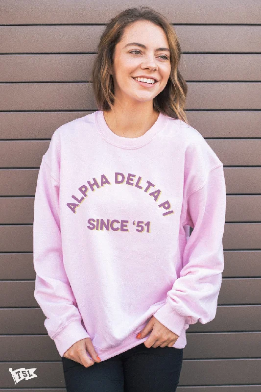 women’s softshell jackets-Alpha Delta Pi Warmup Crewneck