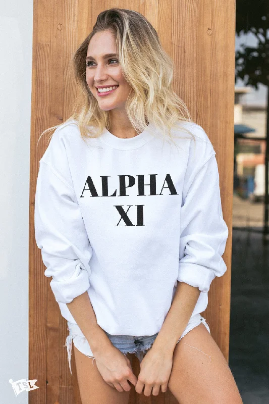 female leather jackets-Alpha Xi Delta Vogue Crewneck