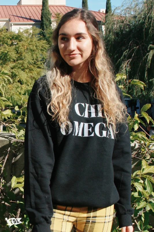 female tulle-trim tops-Chi Omega Vogue Crewneck