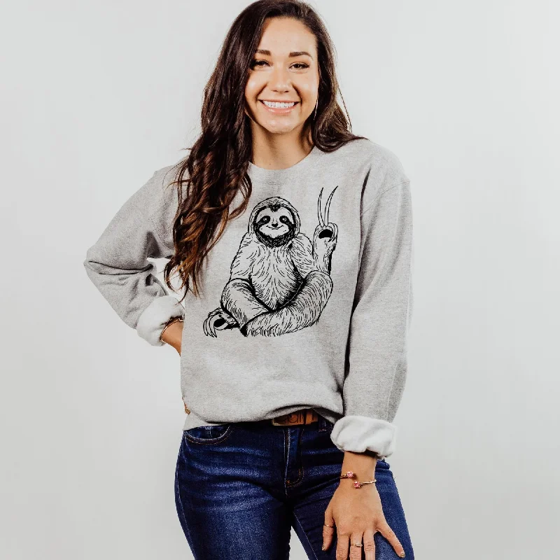 ladies polished attire-Sloth Peace Sign Sweatshirt Men and Women *UNISEX FIT*