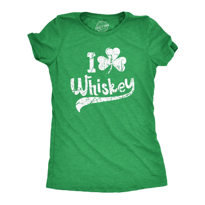 women’s herringbone overcoats-Womens I Clover Whiskey T Shirt Funny St Pattys Day Shamrock Liquor Drinking Tee For Ladies