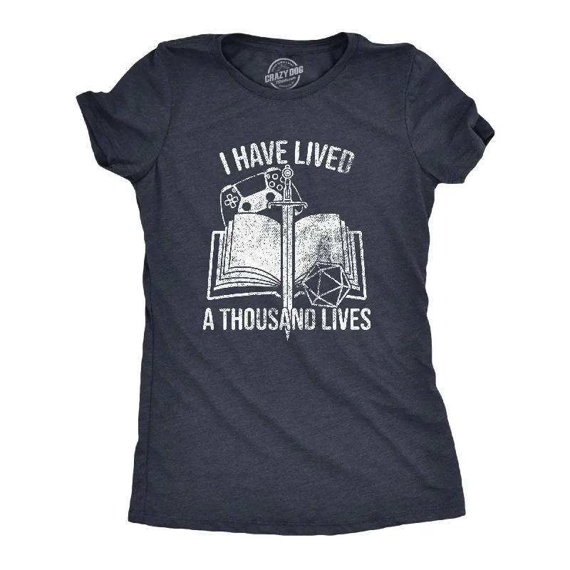 women’s chambray skirts-Womens I Have Lived A Thousand Lives T Shirt Funny Video Gaming Role Playing Reading Lovers Tee For Ladies