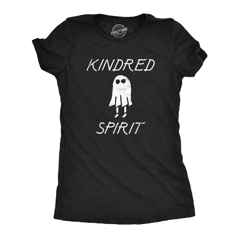 ladies rope flats-Womens Kindred Spirit T Shirt Funny Spooky Halloween Ghost Joke Tee For Ladies