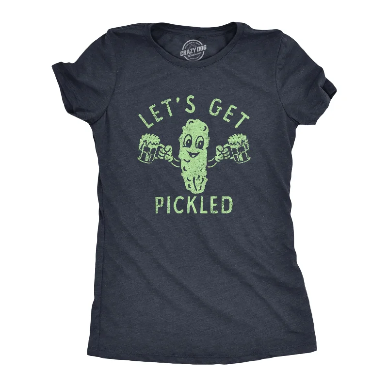 female tropical tunics-Womens Lets Get Pickled T Shirt Funny Beer Drinking Partying Pickle Lovers Tee For Ladies