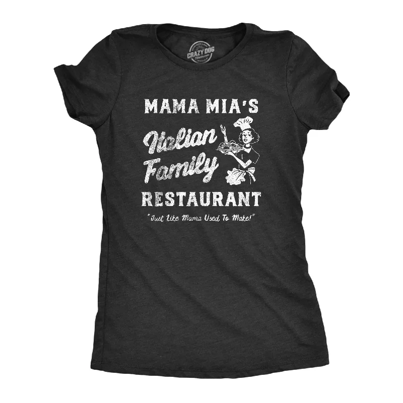 female tulle-trim blouses-Womens Mama Mias Italian Family Restaurant T Shirt Funny Mothers Day Gift Tee For Ladies