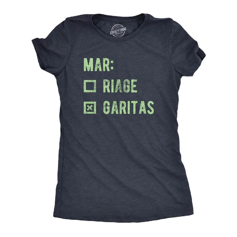 women’s eyelet blouses-Womens Marriage Margaritas T Shirt Funny Checklist Drinking Married Joke Tee For Ladies