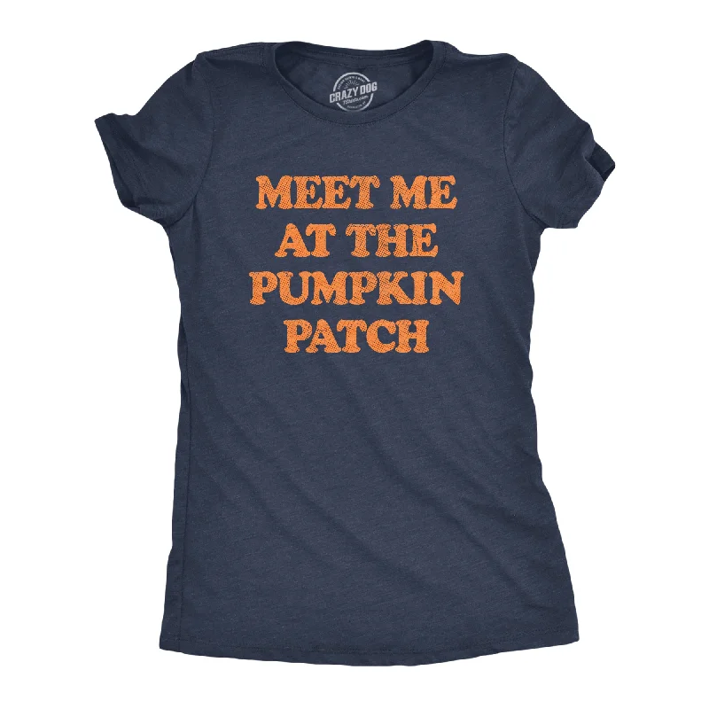 women’s merino coats-Womens Meet Me At The Pumpkin Patch T Shirt Funny Halloween Fall Season Lovers Tee For Ladies