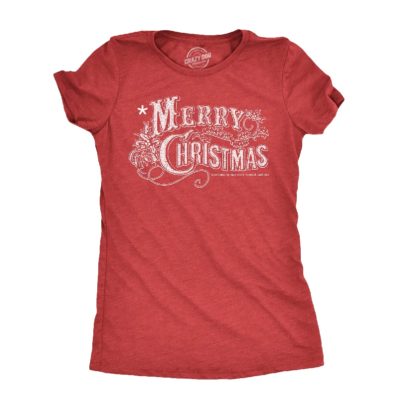 ladies shirred blouses-Womens Merry Christmas T Shirt Funny Credit Card Bills Joke Tee For Ladies