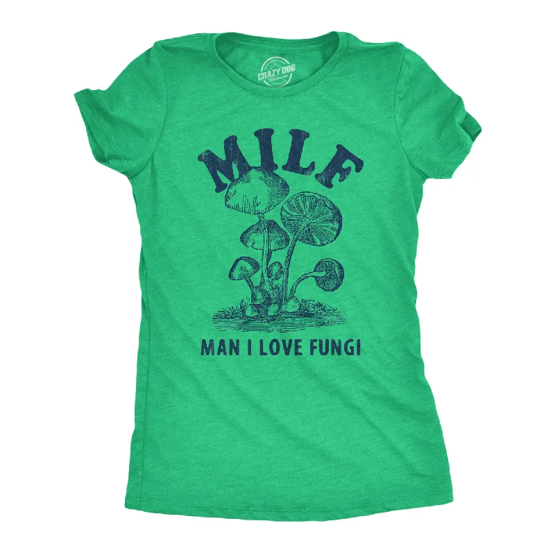 female cinched sundresses-Womens MILF Man I Love Fungi T Shirt Funny Mushroom Acronym Joke Tee For Ladies