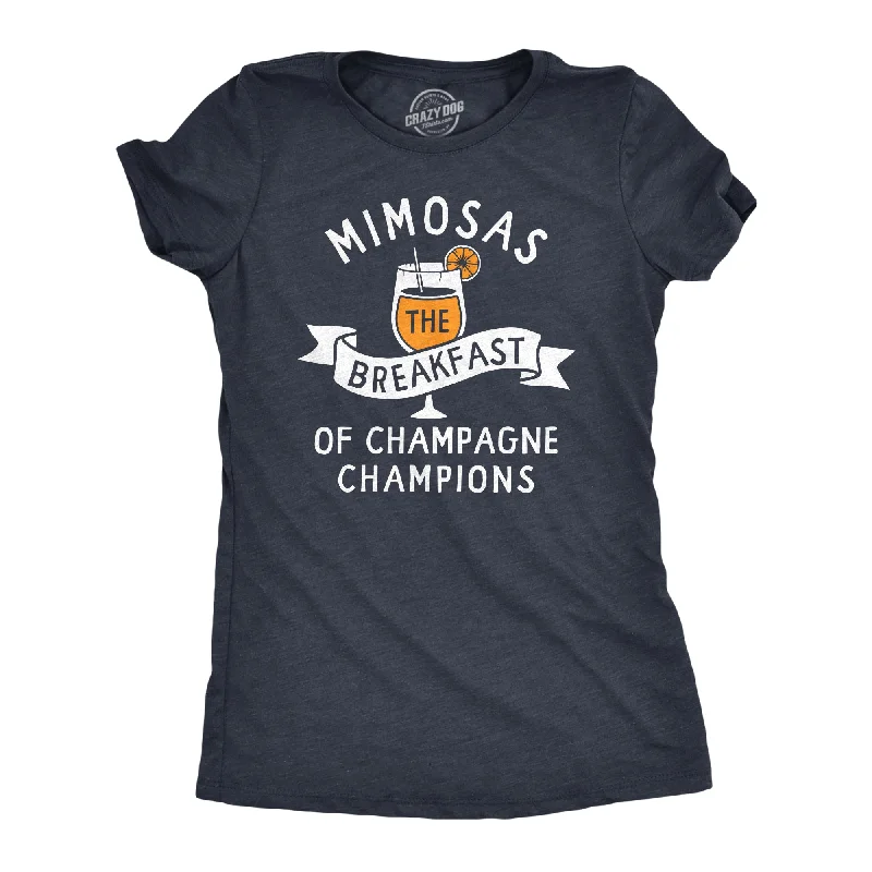 women’s balloon-sleeve pullovers-Womens Mimosas The Breakfast Of Champagne Champions T Shirt Funny Brunch Joke Tee For Ladies