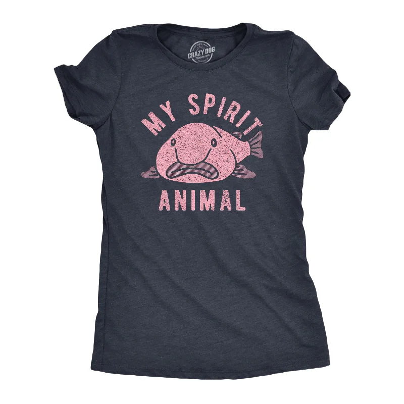 female tropical tunics-Womens My Spirit Animal T Shirt Funny Ugly Blobfish Joke Tee For Ladies