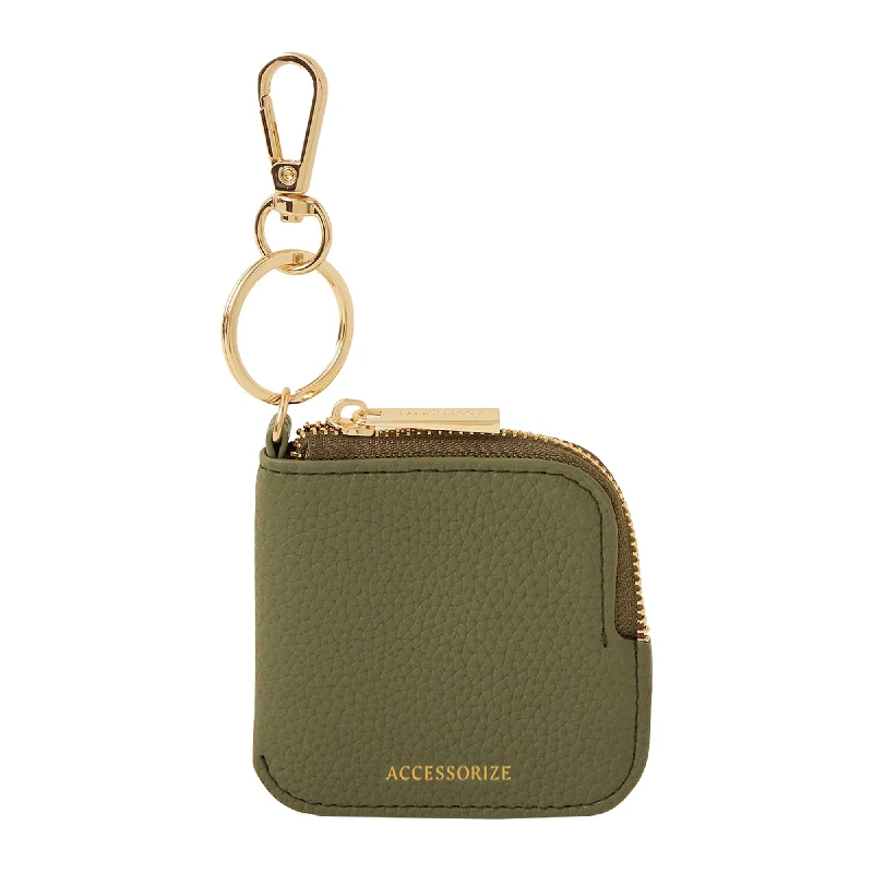 Women's oversized tote bags-Accessorize London Women's Khaki Keyring Coin Purse