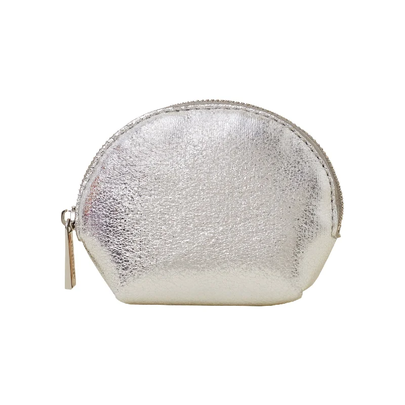 Women's premium handbags-Accessorize London Women's Silver Crescent Coin Purse