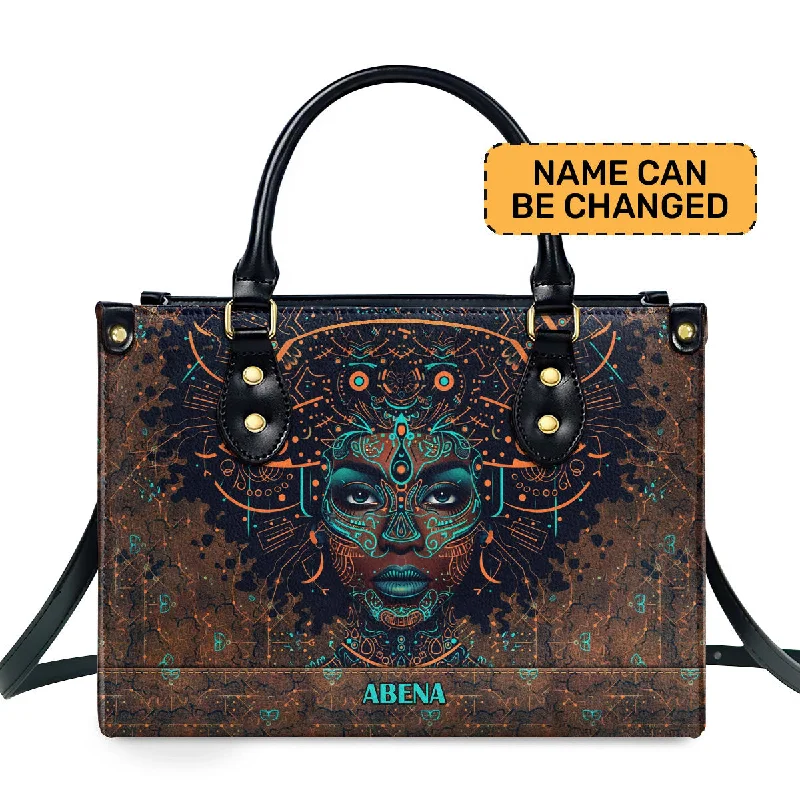 Female boho tote bags-Afrocentrism 04 - Personalized Leather Handbag SBT04