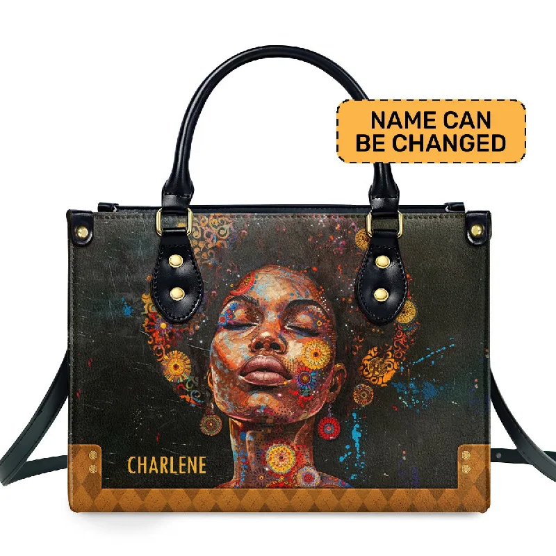 Women's straw tote bags-Afrocentrism 09 - Personalized Leather Handbag SBT09