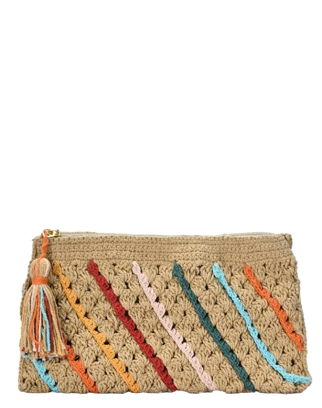 Women's embroidered hobo bags-BGAIN275 Rainbow Crochet Pouch