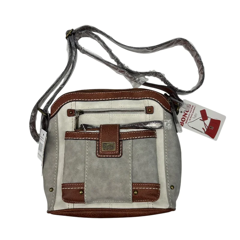 Women's soft leather handbags-Crossbody By Boc In Cream & Tan, Size:Medium