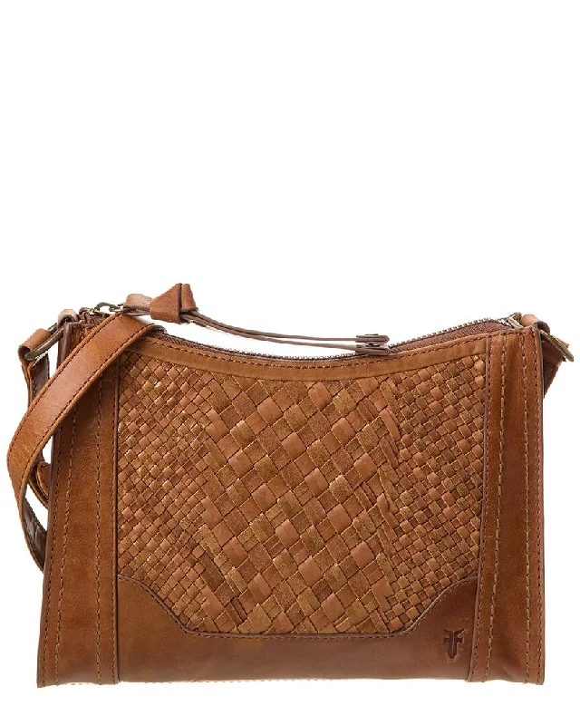 Ladies stylish crossbody bags-Frye Melissa Metallic Basket Woven Zip Leather Crossbody