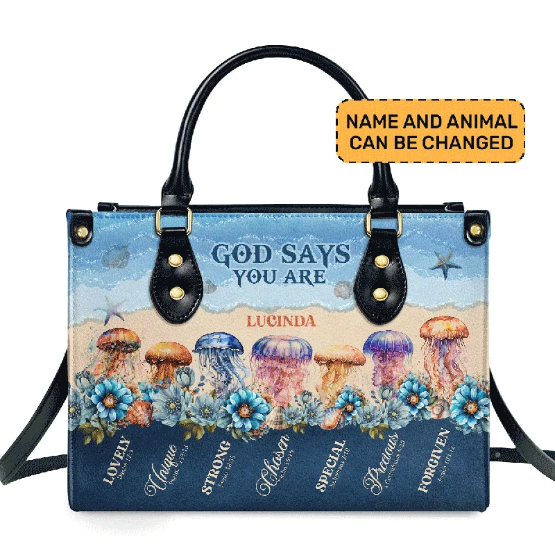 Ladies elegant satchels-God Says You Are - Personalized Leather Handbag MB87