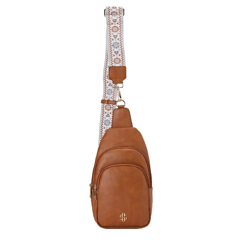 Ladies trendy shoulder bags-Leather Sling Bag In Fawn