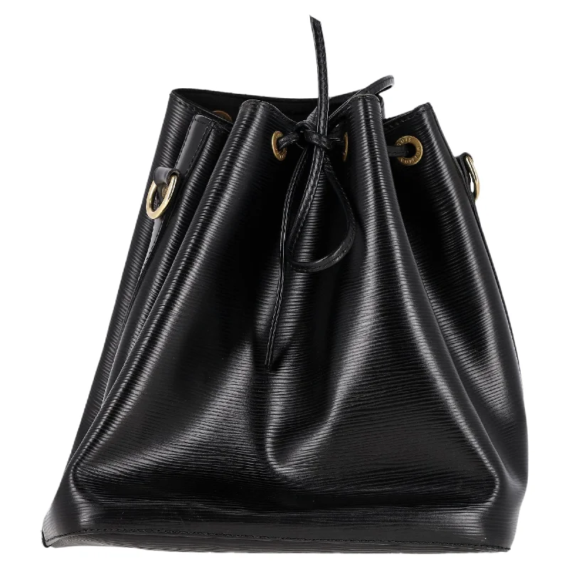 Ladies premium shoulder bags-Louis Vuitton Petit Noe Bucket Bag in Black Epi Leather