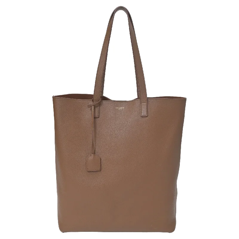 Ladies stylish shoulder bags-Saint Laurent N/S Shopping Tote Bag in Brown Leather