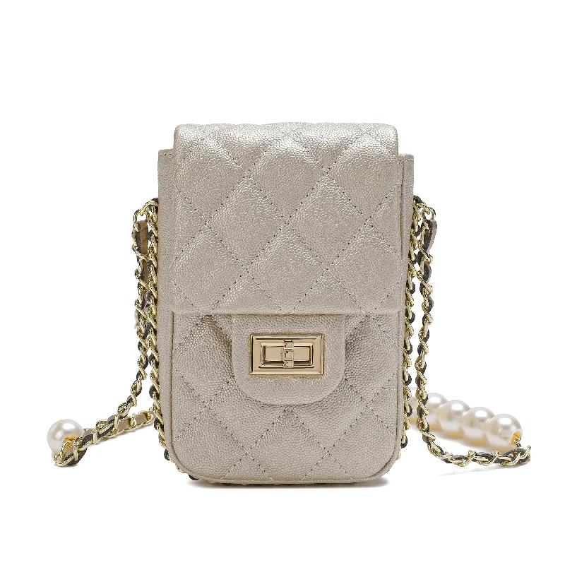 Female chic handbags-Tiffany & Fred Lizard Quilted Sheepskin Leather Crossbody Bag