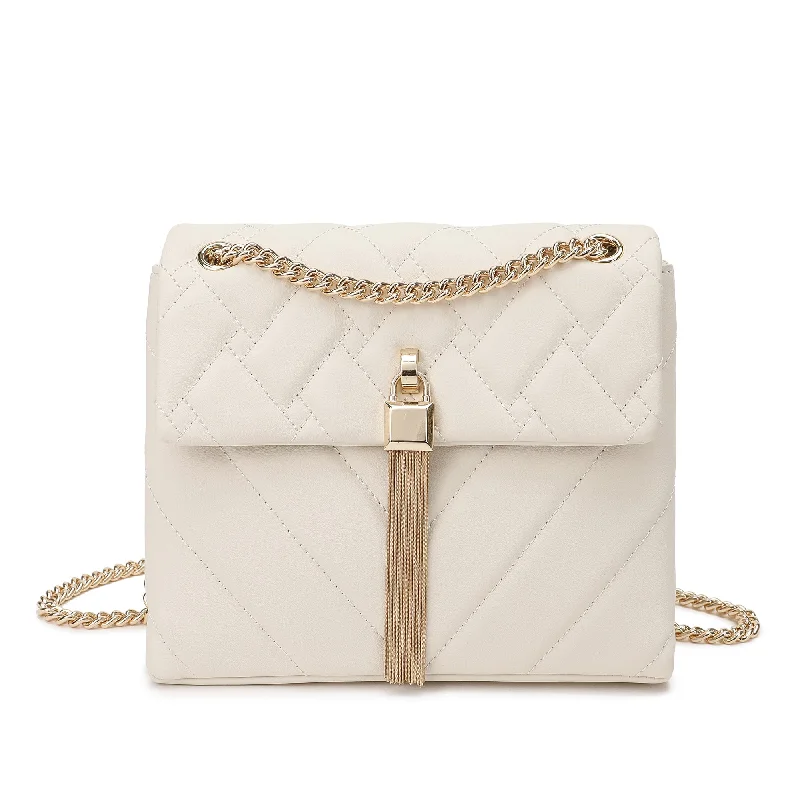 Women's chain crossbody bags-Tiffany & Fred Quilted Sheepskin Tassel Crossbody