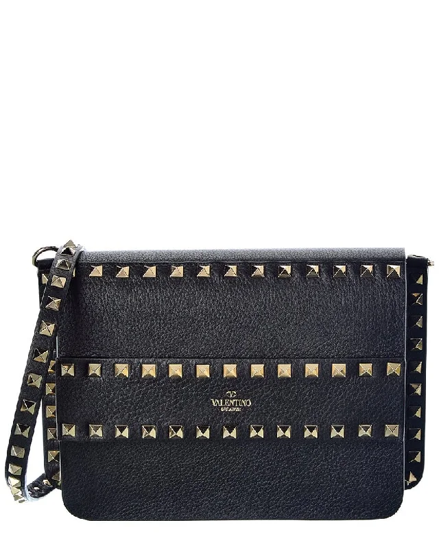 Women's soft tote bags-Valentino Rockstud Small Grainy Leather Crossbody