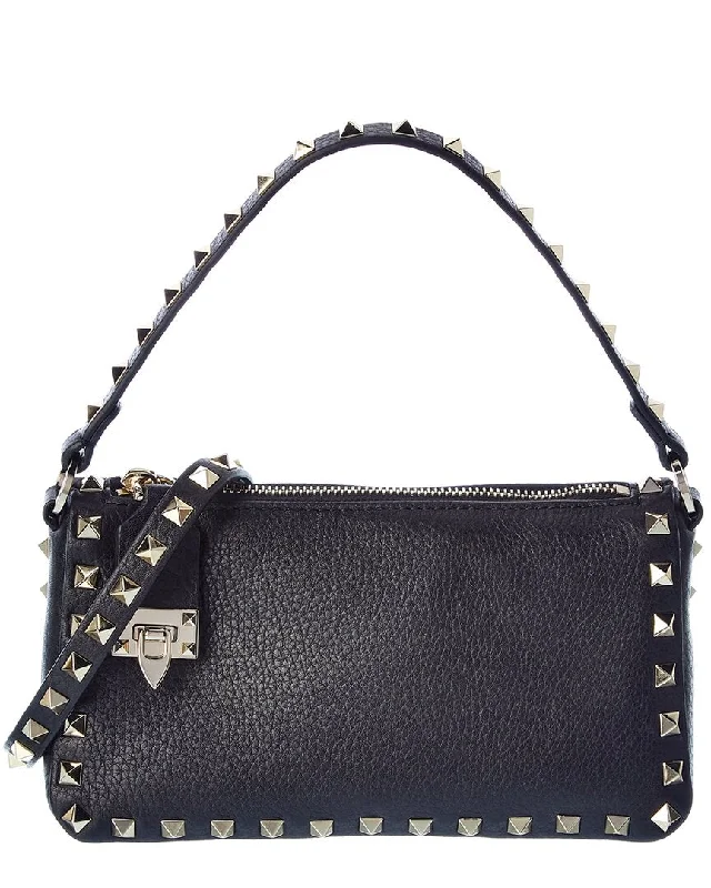 Ladies elegant handbags-Valentino Rockstud Small Grainy Leather Crossbody