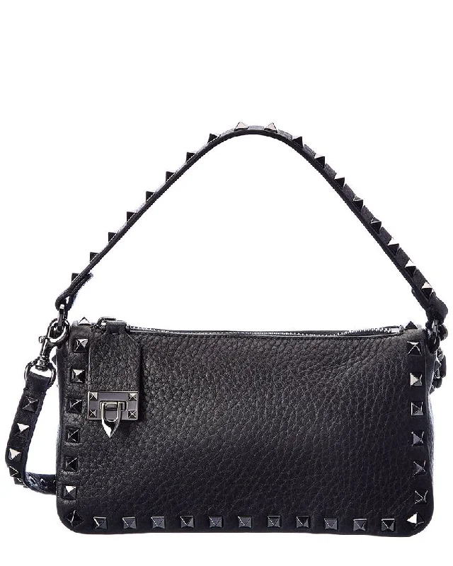 Women's vintage handbags-Valentino Rockstud Small Grainy Leather Crossbody