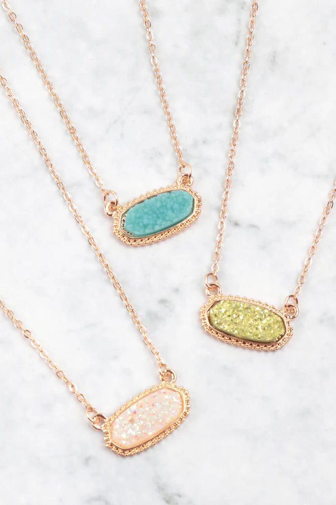 Women's vintage shoulder bags-VNE0616 Eloise Druzy Oval Pendant Necklace & Earrings Set