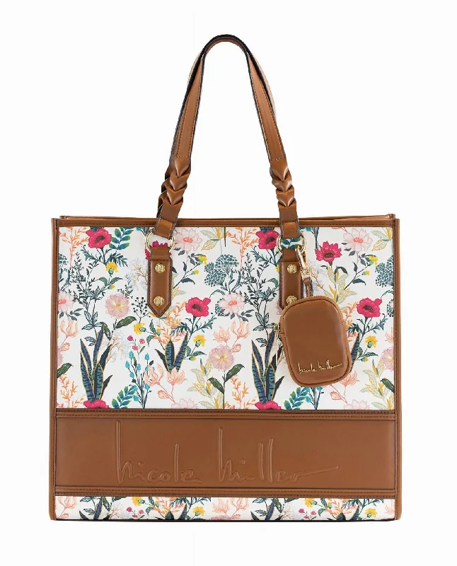 Ladies boho sling bags-Women's Boxy Tote In Floral Print