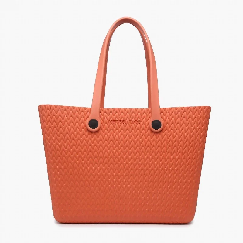 Female trendy satchels-Women's Carrie Textured Tote Bag In Burnt Orange