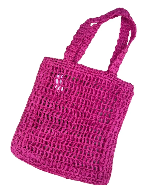 Women's leather tote bags-Women's Summer Days Straw Tote Bag In Pink