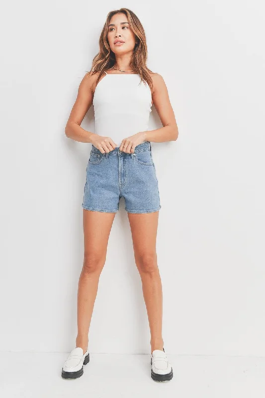 ladies poised outfits-Just USA Mom Shorts Medium Denim