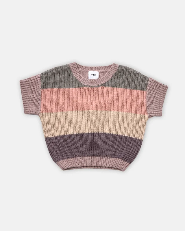 women’s herringbone overcoats-Sweater Tee - Chunky | Ash Rose Multicolor