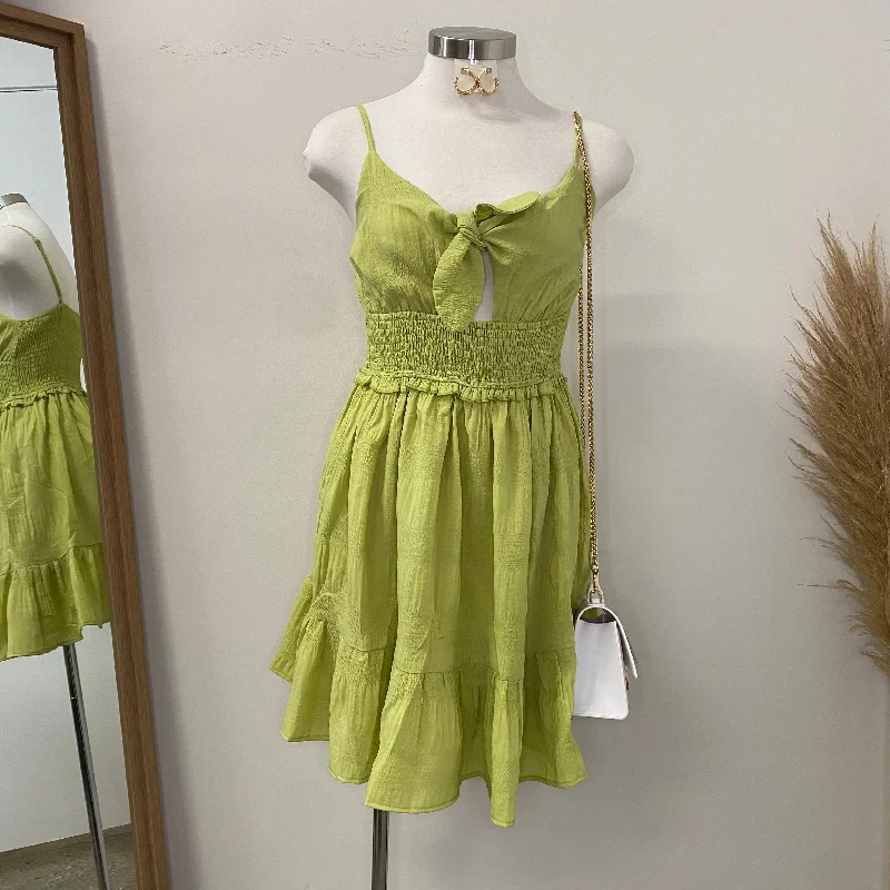 ladies flutter tops-Amairany Dress-Lime Green