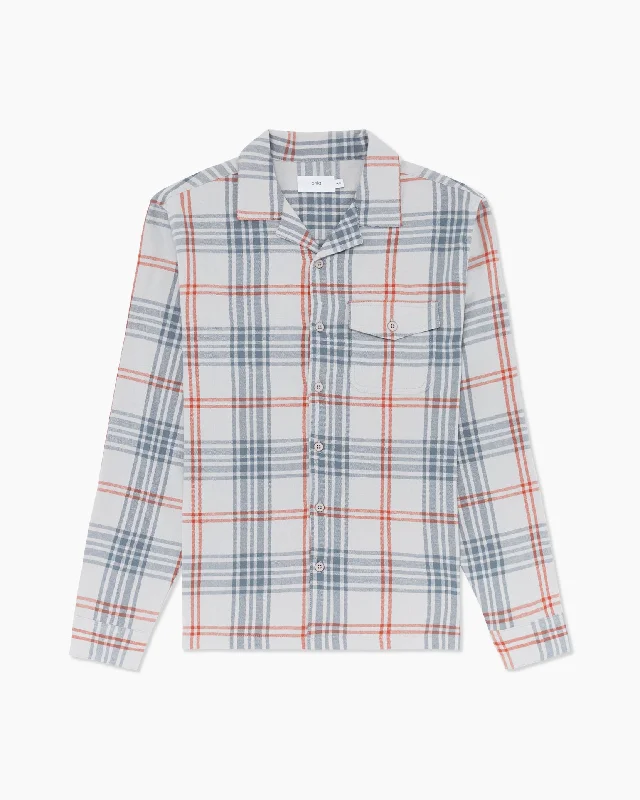 women’s draped pullovers-Flannel Convertible Shirt | Stormy Blue/Wales Check Plaid