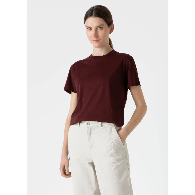 women’s faded-wash denim-Boy Fit T-shirt | Women | Maroon