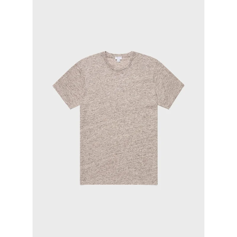 female flannel bombers-Linen T-shirt | Men | Oatmeal Melange