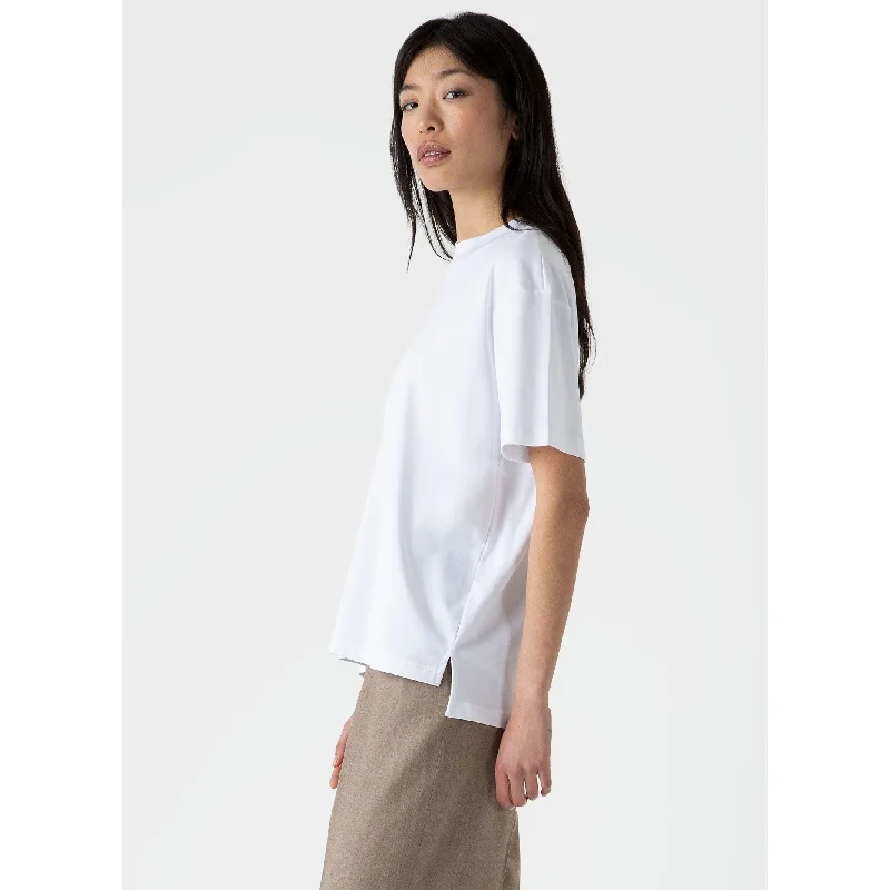 women’s wide chinos-Mock Neck T-shirt | Women | White