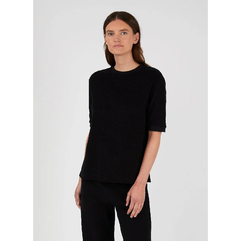 female ruffled a-line skirts-Towelling T-shirt | Women | Black