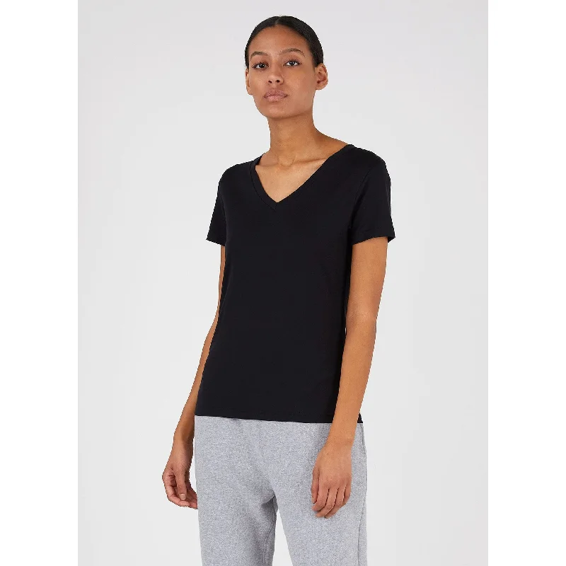 women’s down coats-V-neck T-shirt | Women | Black