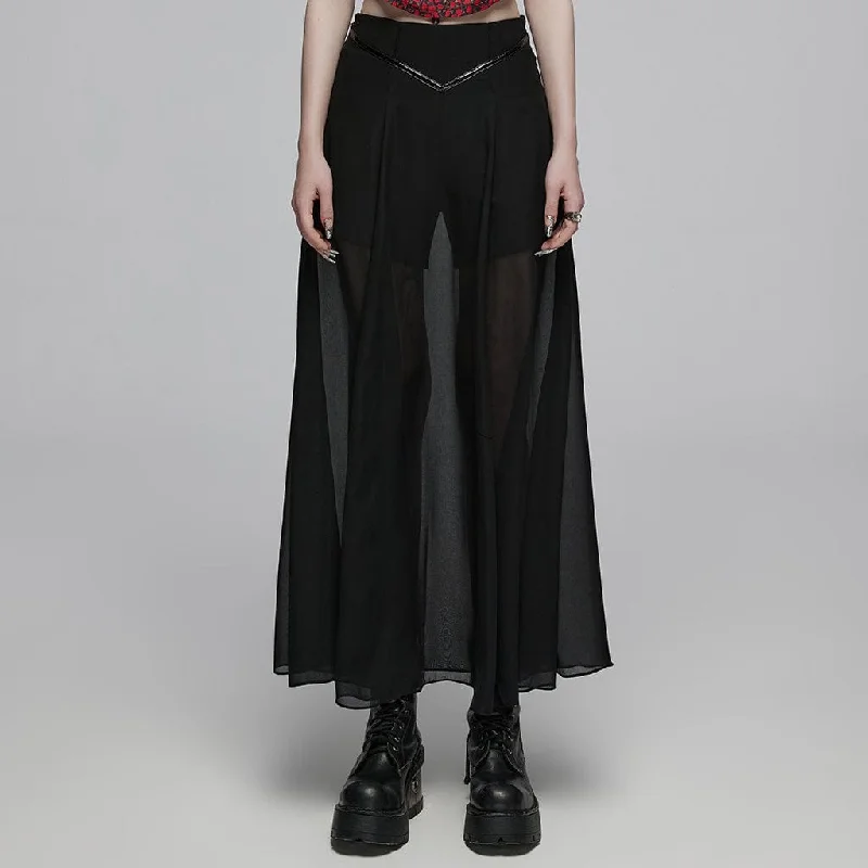 female denim ruffled skirts-Women's Gothic Double-layered High-waisted Skirt